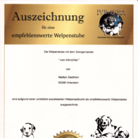 Auszeichnung empfehlenswerte Welpenstube